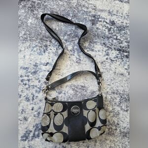 Vintage Coach Signature Stripe Demi Shoulder Bag - Black/Grey Y2K